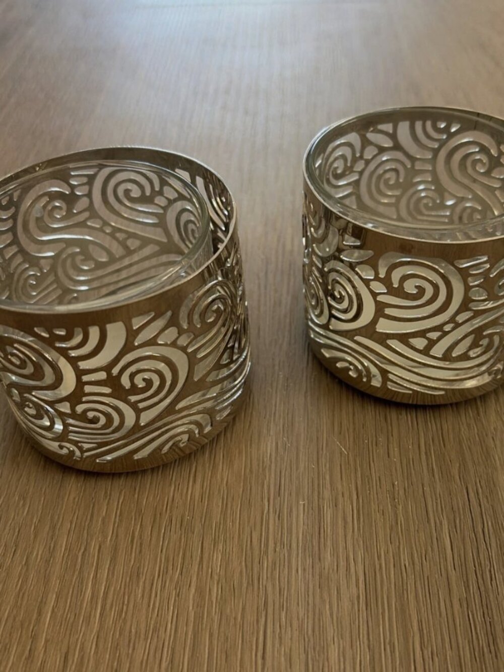 Slatkin Co Bath Body Works Ocean Wave Silver Small Candle Holder Set Of 2